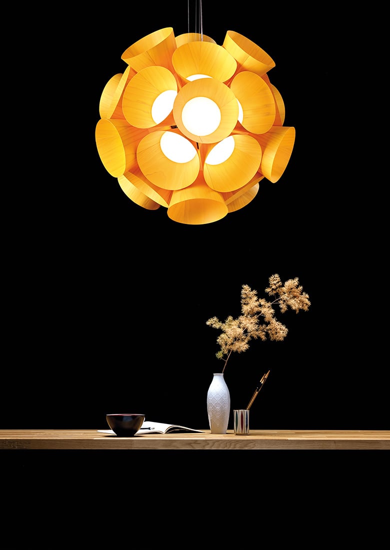 Dandelion lamp-by-LZF-in-yellow-wood-and-led-light