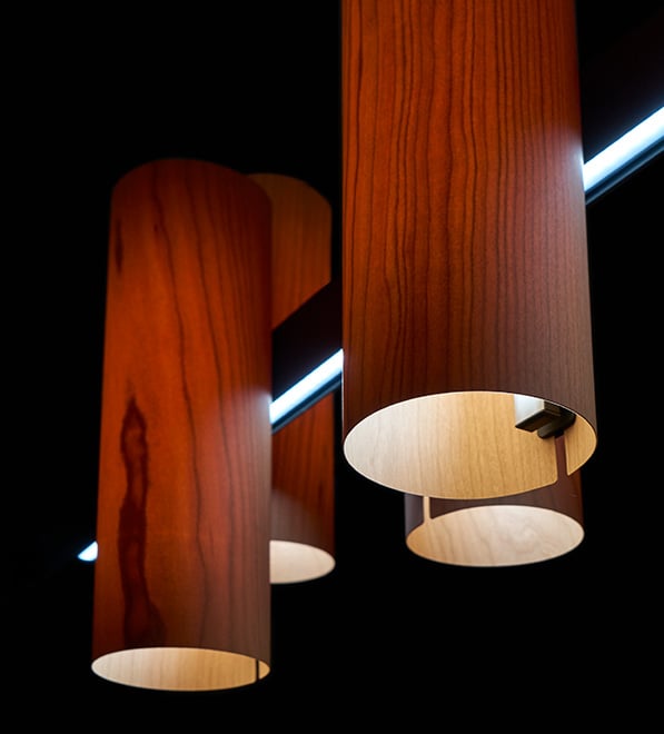 Detail of-Black-Note-lamp-by-Lzf-in-natural-cherry-wood