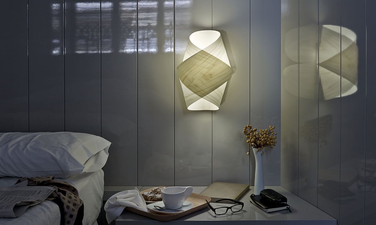 Hotel room-with-handmade-veneer-wall-lamp-by-LZF