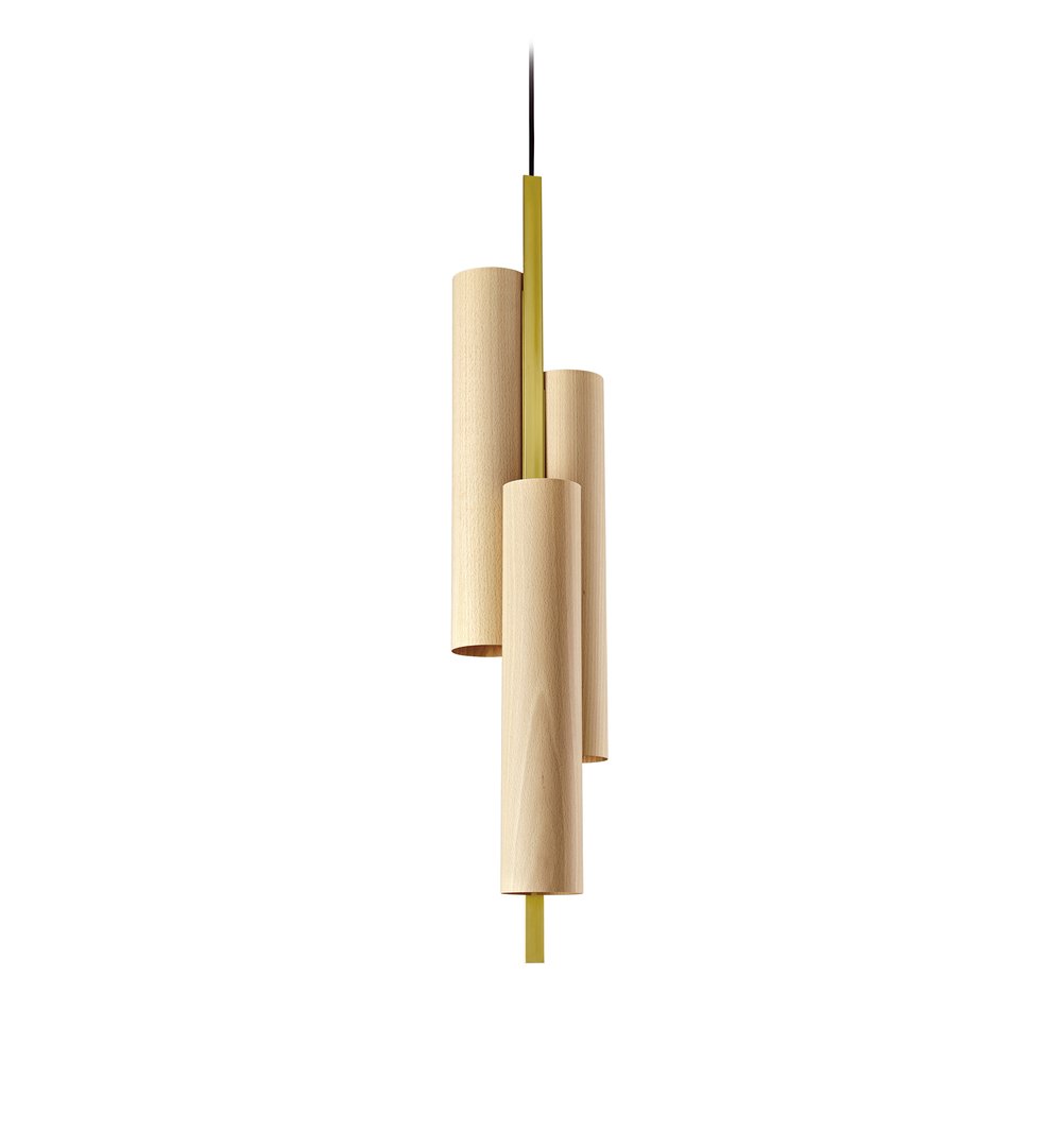 Black Note Triplet Suspension Natural Beech - LZF Lamps on