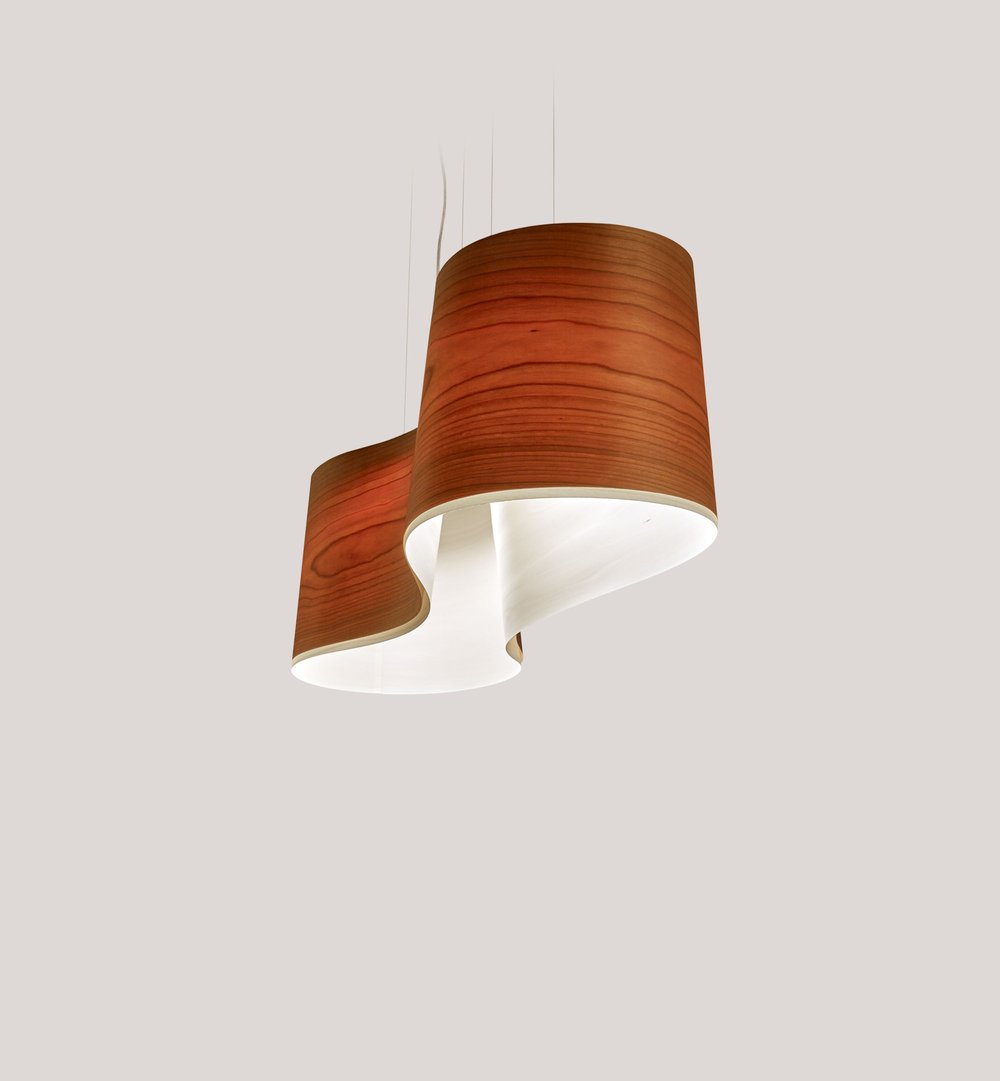 New Wave Suspension Natural Cherry - Ivory White - LZF Lamps on