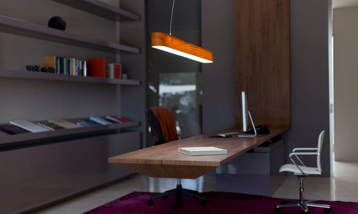 Modern wooden-office-with-cherry-wood-lamp-by-LZF